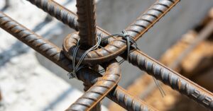 Łączenie zbrojenia wzdłuż prętów: długość zakładu w ławie i słupie